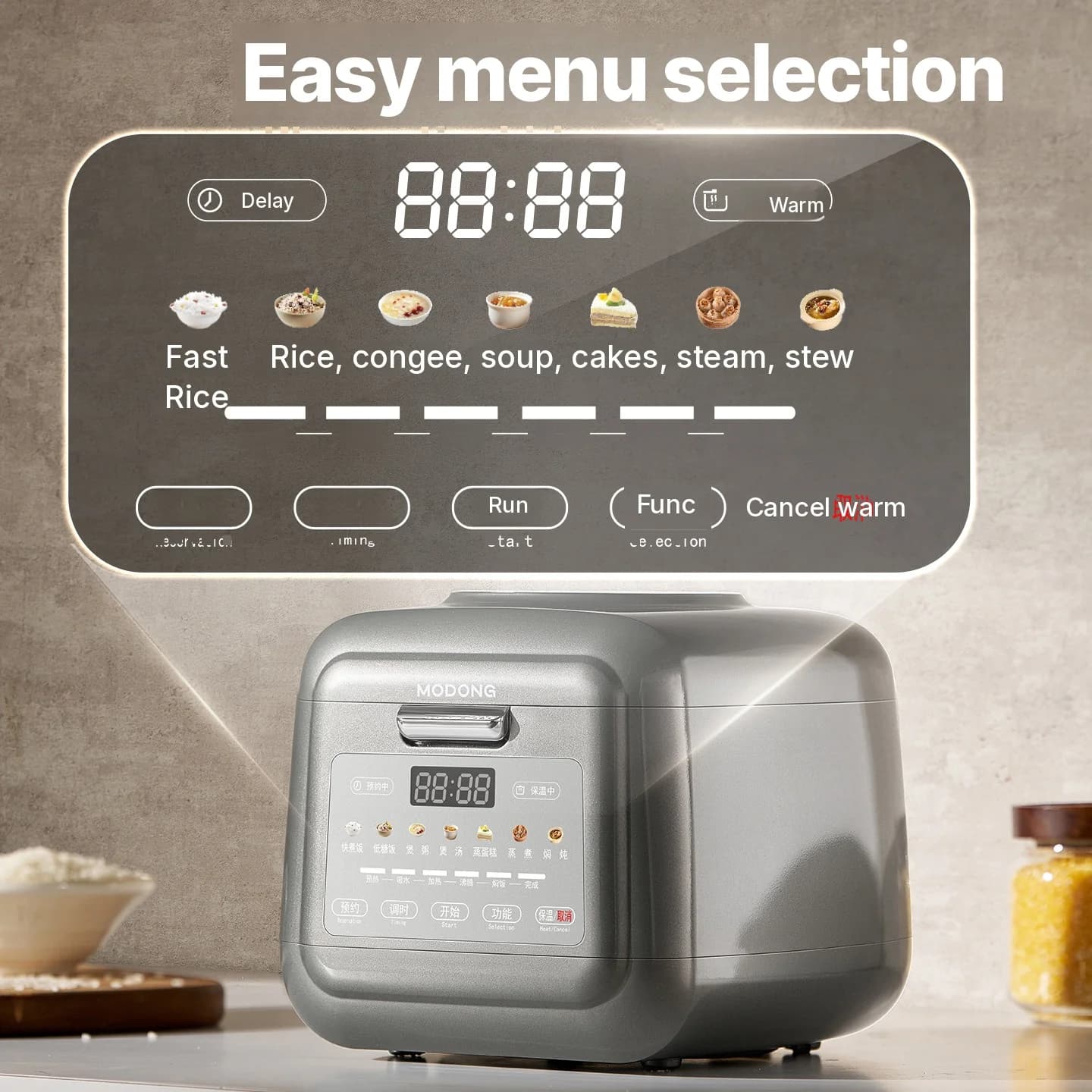3L Electric Rice Cooker With Keep Warm, Timer And Steaming