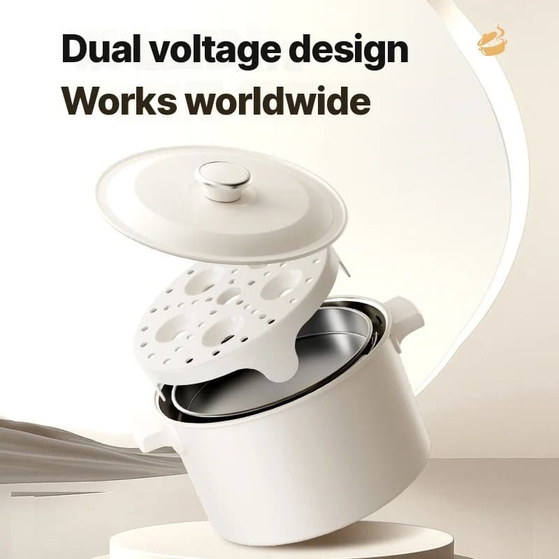 Portable Electric Cooking Pot With Pan And Steam Rack