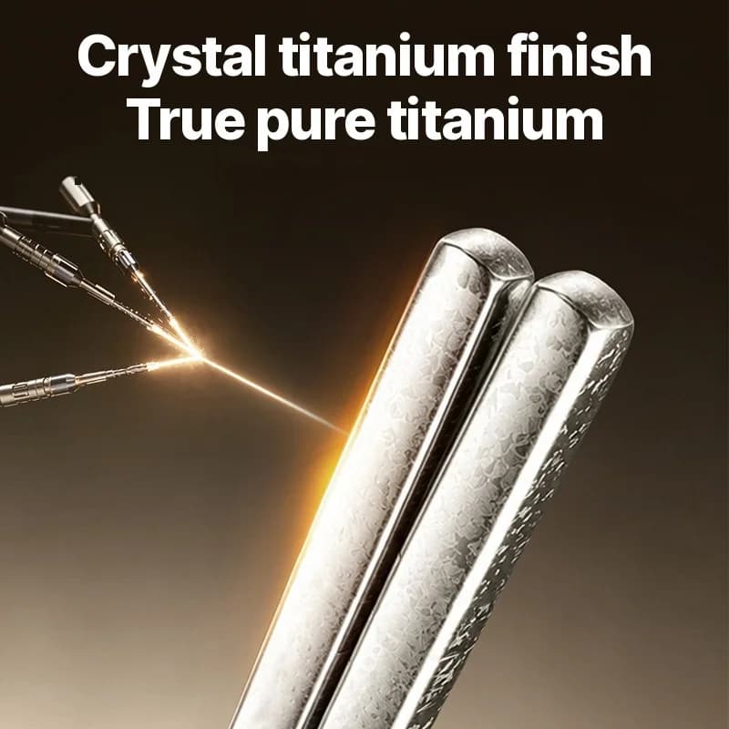 Pure Titanium Chopsticks Set, 5 Pairs, 23cm, Mirror Polished