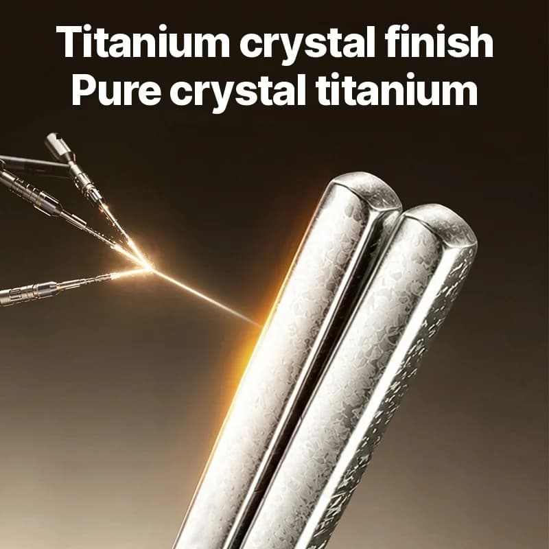 Pure Titanium Chopsticks Set, 5 Pairs, 23cm, Mirror Polished