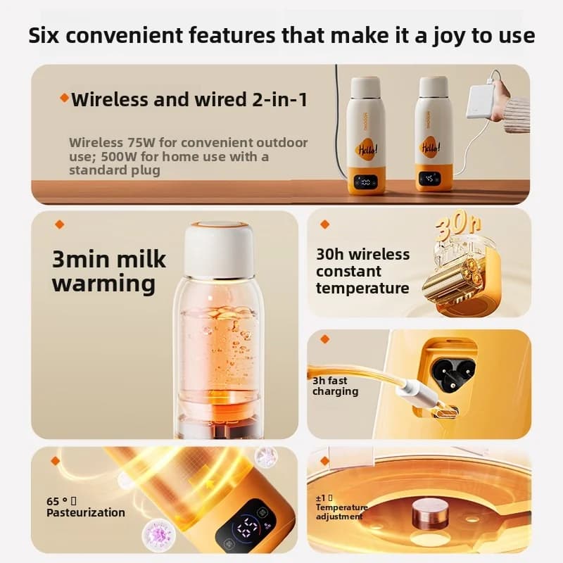 Portable Electric Heating Water Cup 600ml 316 Liner Vacuum Insulated