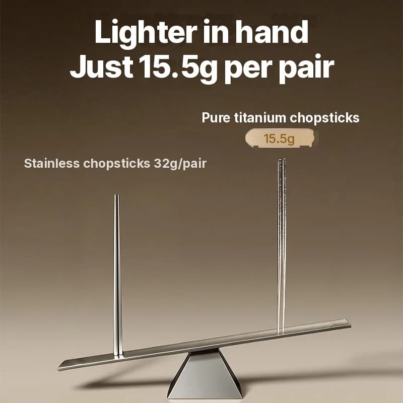 Pure Titanium Chopsticks Set, 5 Pairs, 23cm, Mirror Polished