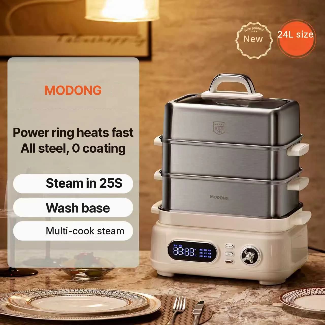 Electric Stainless Steel Steam Cooker 18L 24L Dual Or Triple Layer