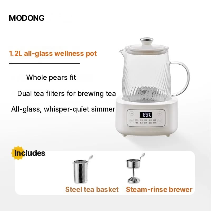 Glass Electric Health Pot 1-1.5L Touch Control for Tea
