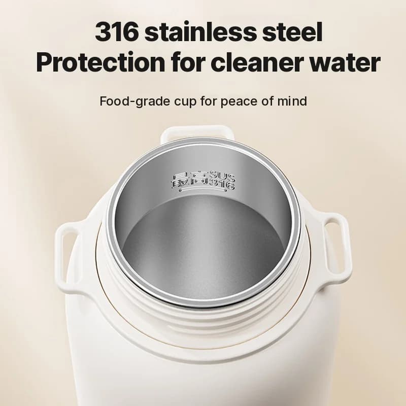 Portable Electric Travel Kettle Heated Cup 1L 316 Stainless Steel