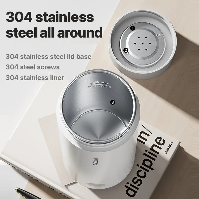 Portable Electric Heating Cup 304 Stainless Steel 300ml 220V