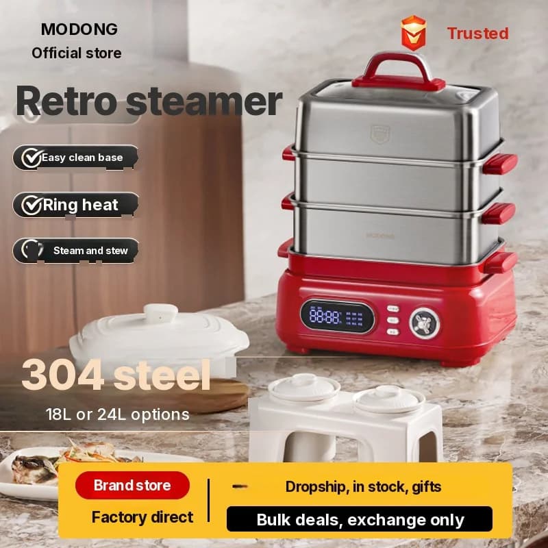 Electric Stainless Steel Steam Cooker 18L 24L Dual Or Triple Layer