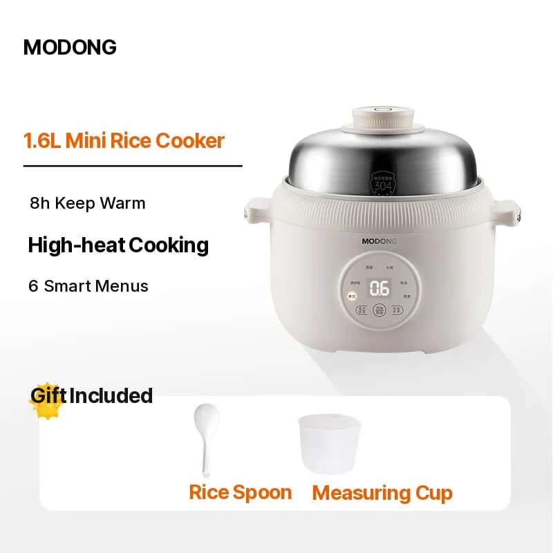 1.6L Mini Electric Rice Cooker with Ceramic Inner Pot