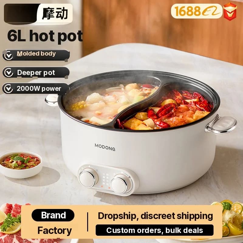 6L Dual Zone Electric Hot Pot With Independent Temperature Control
