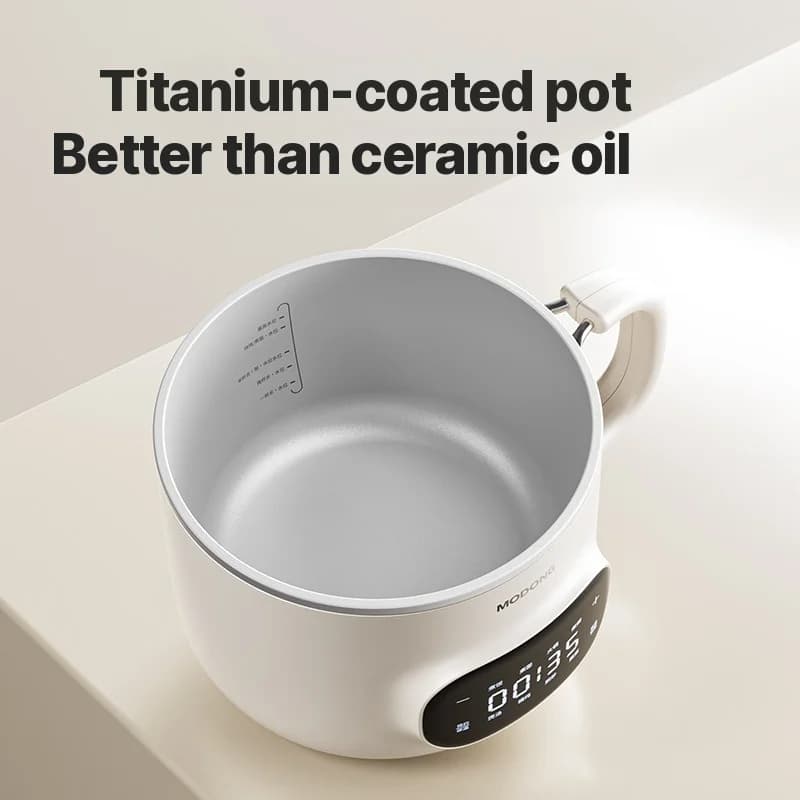 Mini Electric Cooking Pot 2L Nonstick Ceramic Liner with Steamer