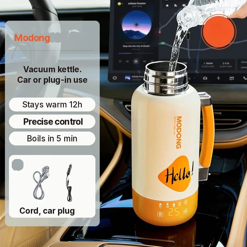 Portable Electric Heating Kettle Cup Car And Plug-In 1L 316 Stainless Steel