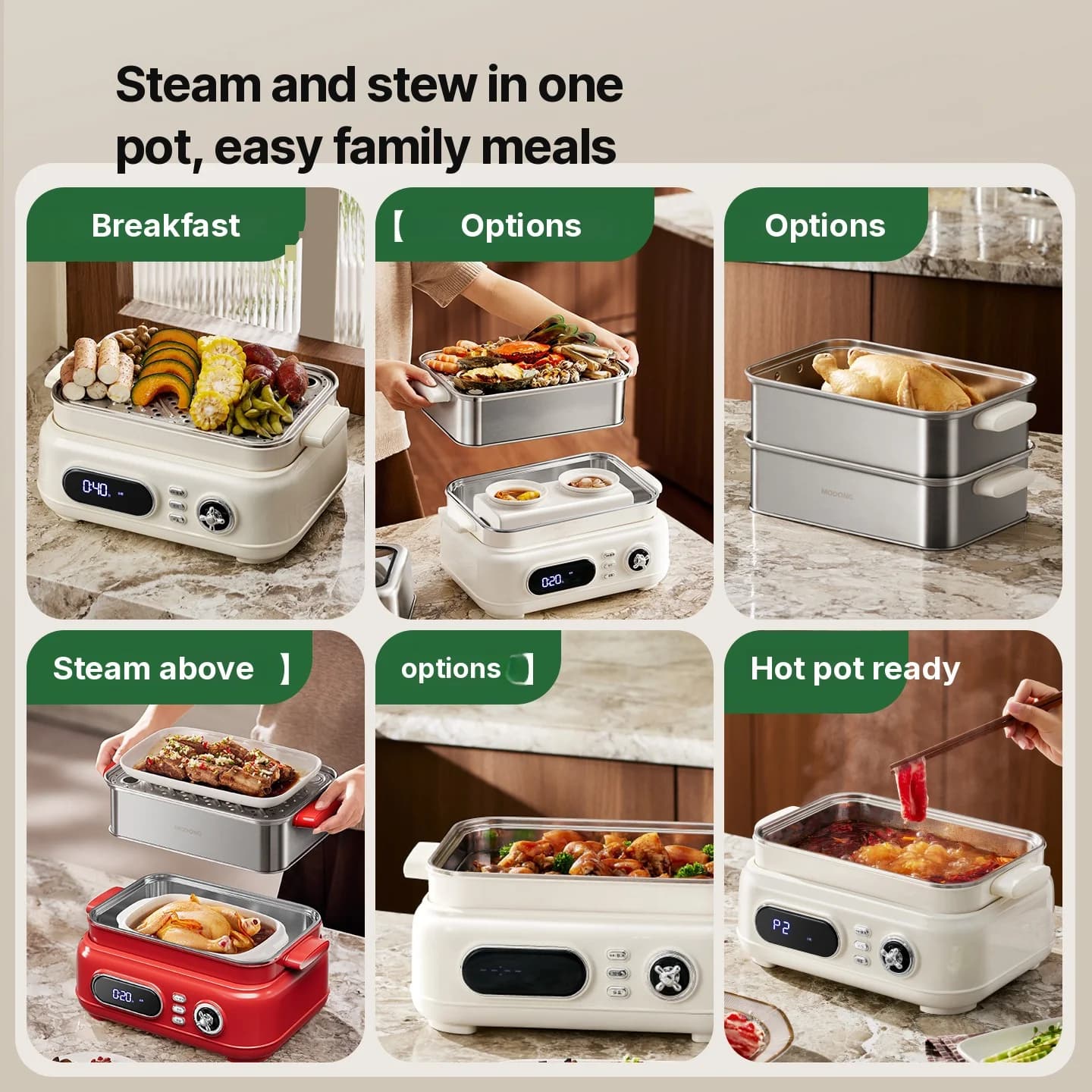 Electric Stainless Steel Steam Cooker 18L 24L Dual Or Triple Layer