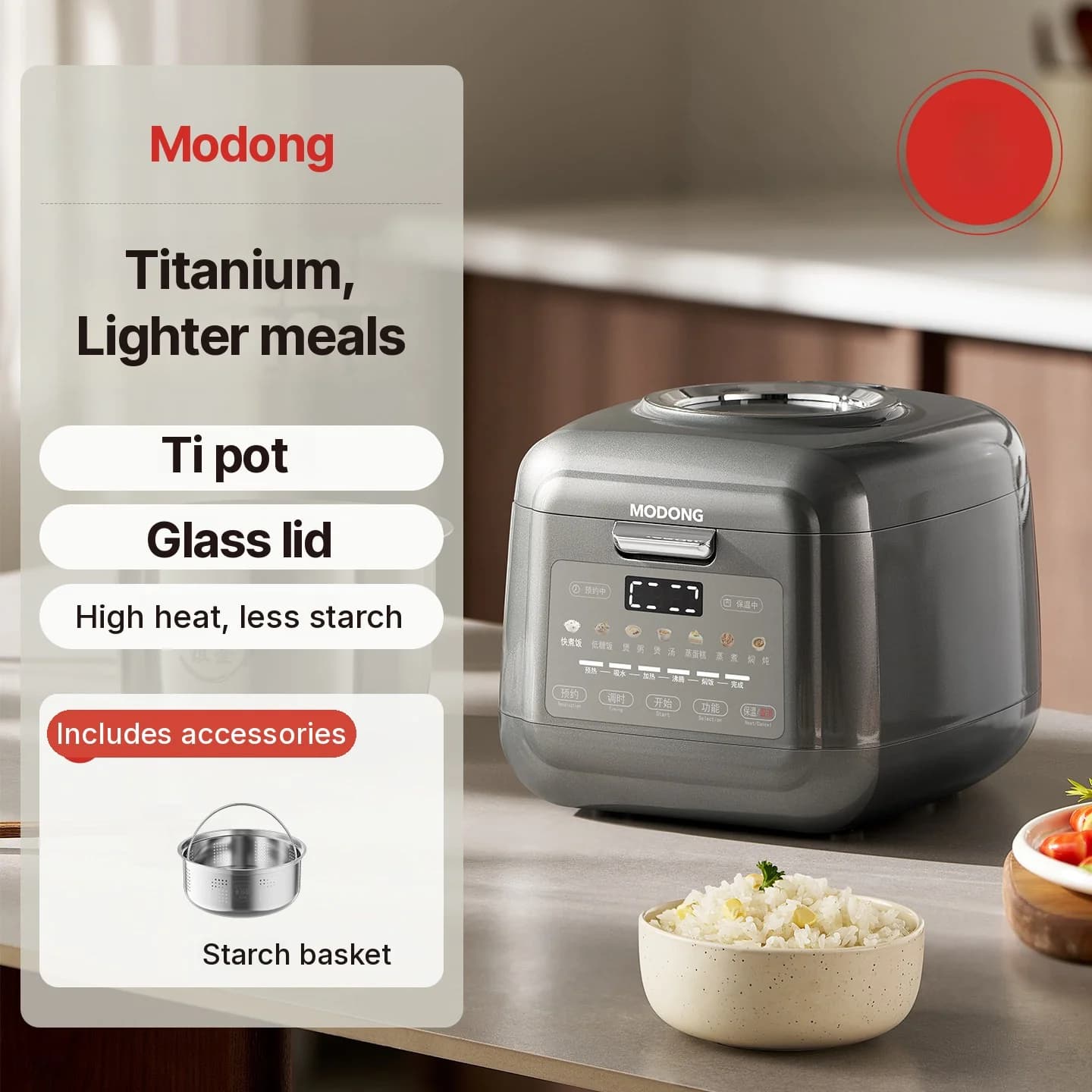 3L Electric Rice Cooker With Titanium Inner Pot, Keep Warm