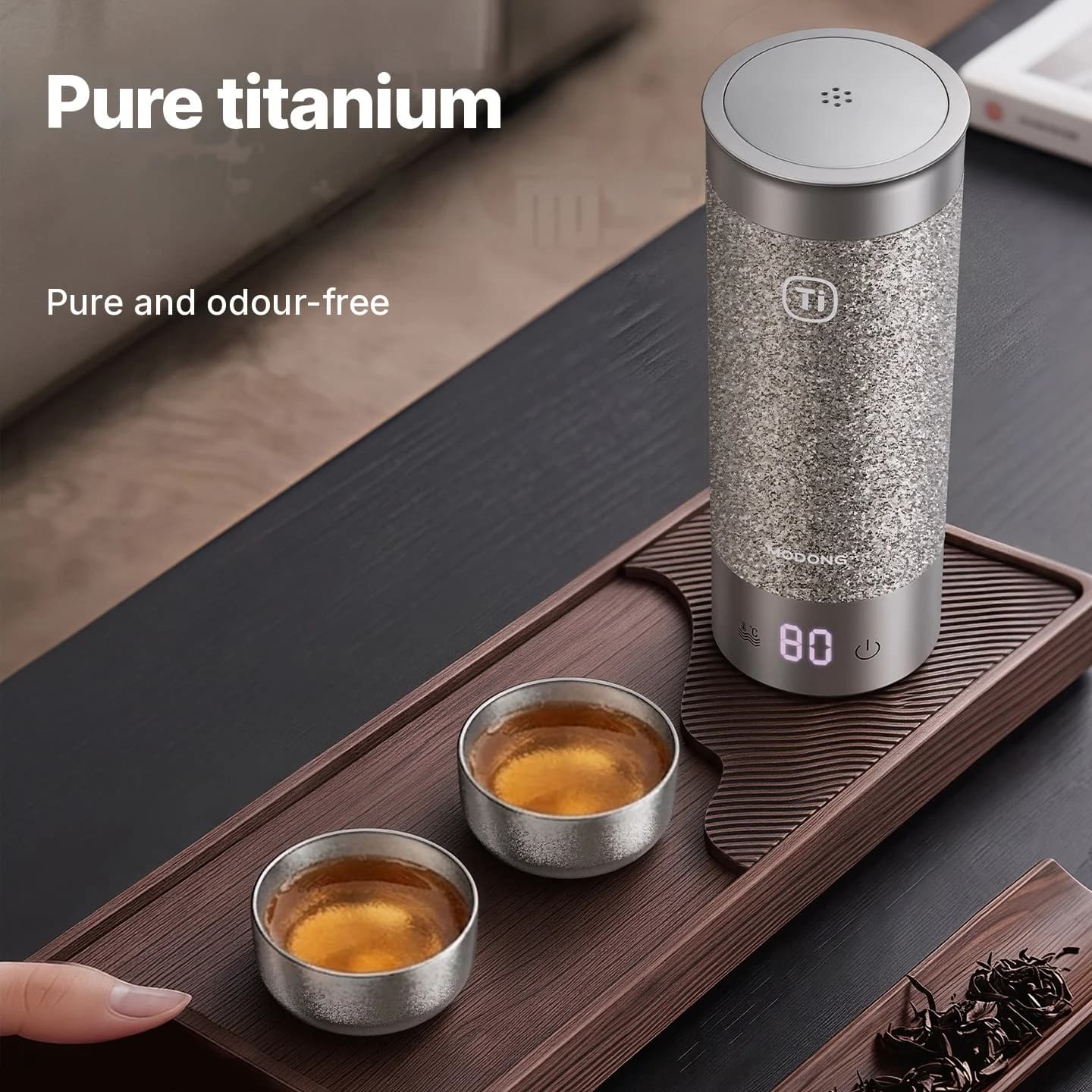 Pure Titanium Gongfu Tea Cup Set 55ml Handmade Plain Finish