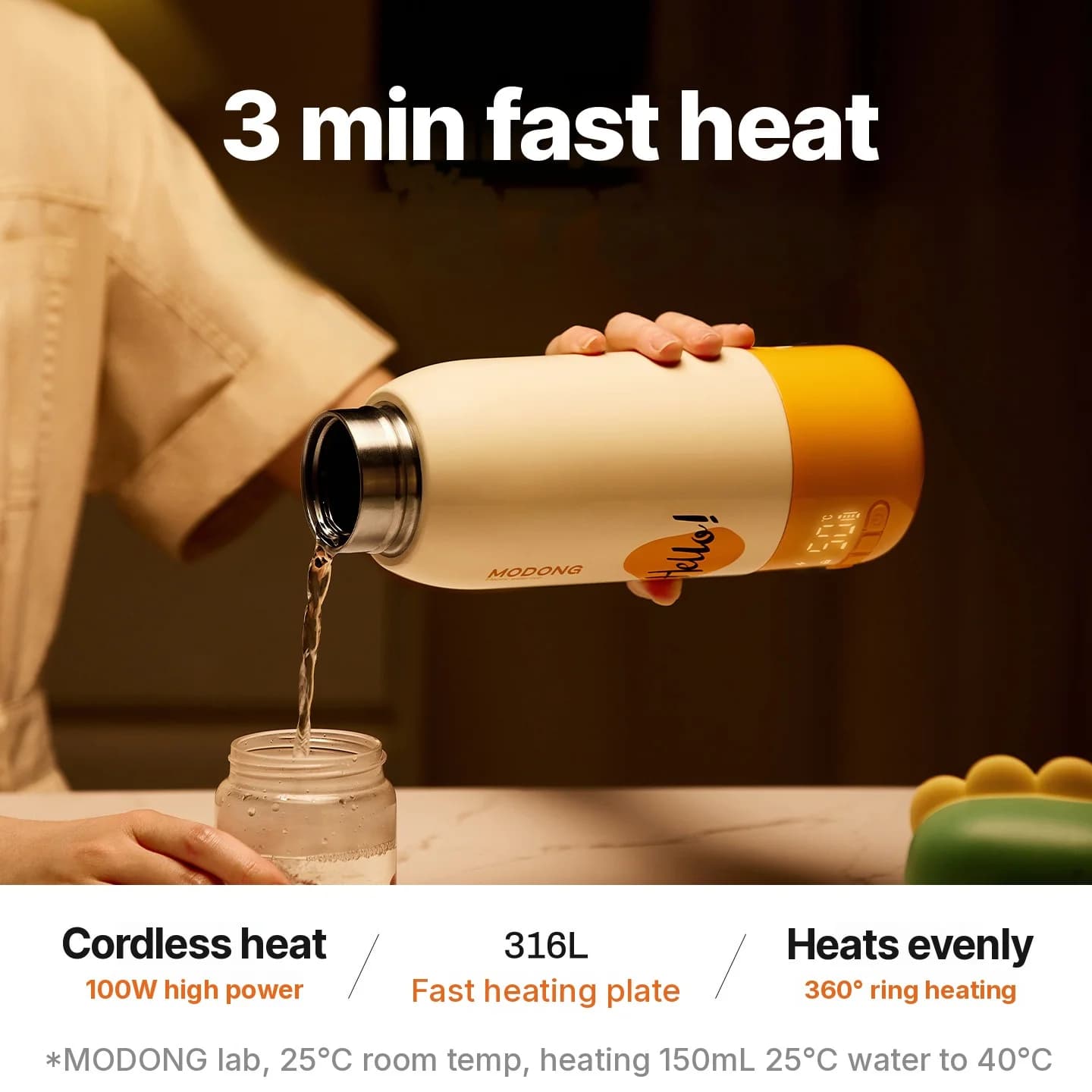 Portable Baby Formula Heating Cup 550ml Ultra, Plug-In Boil + Cordless Warming