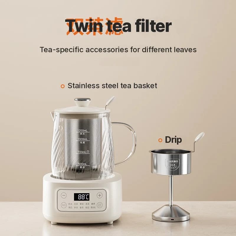 Glass Electric Health Pot with Temperature Control 1.2L