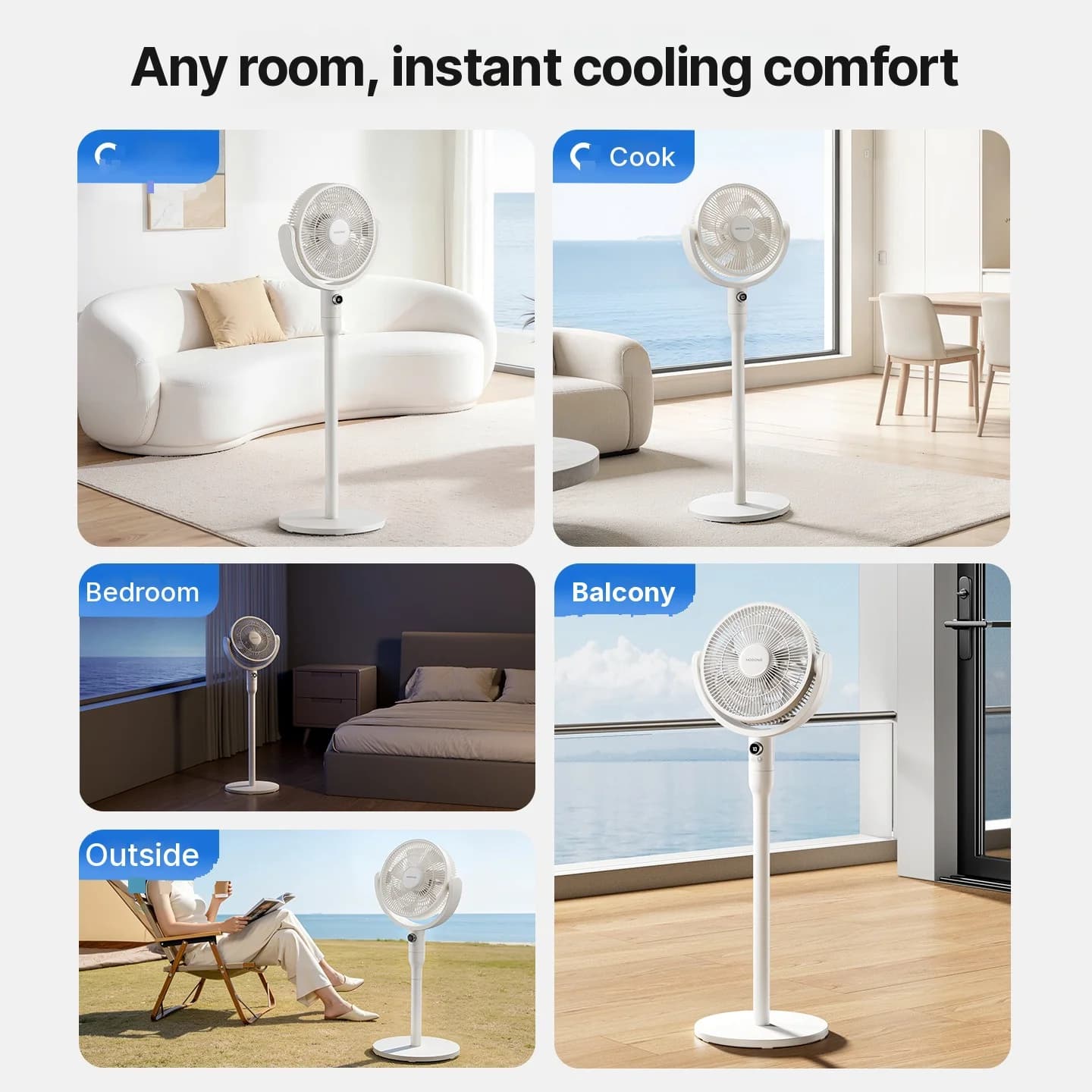 Table Air Circulation Fan with Voice Control and Oscillation