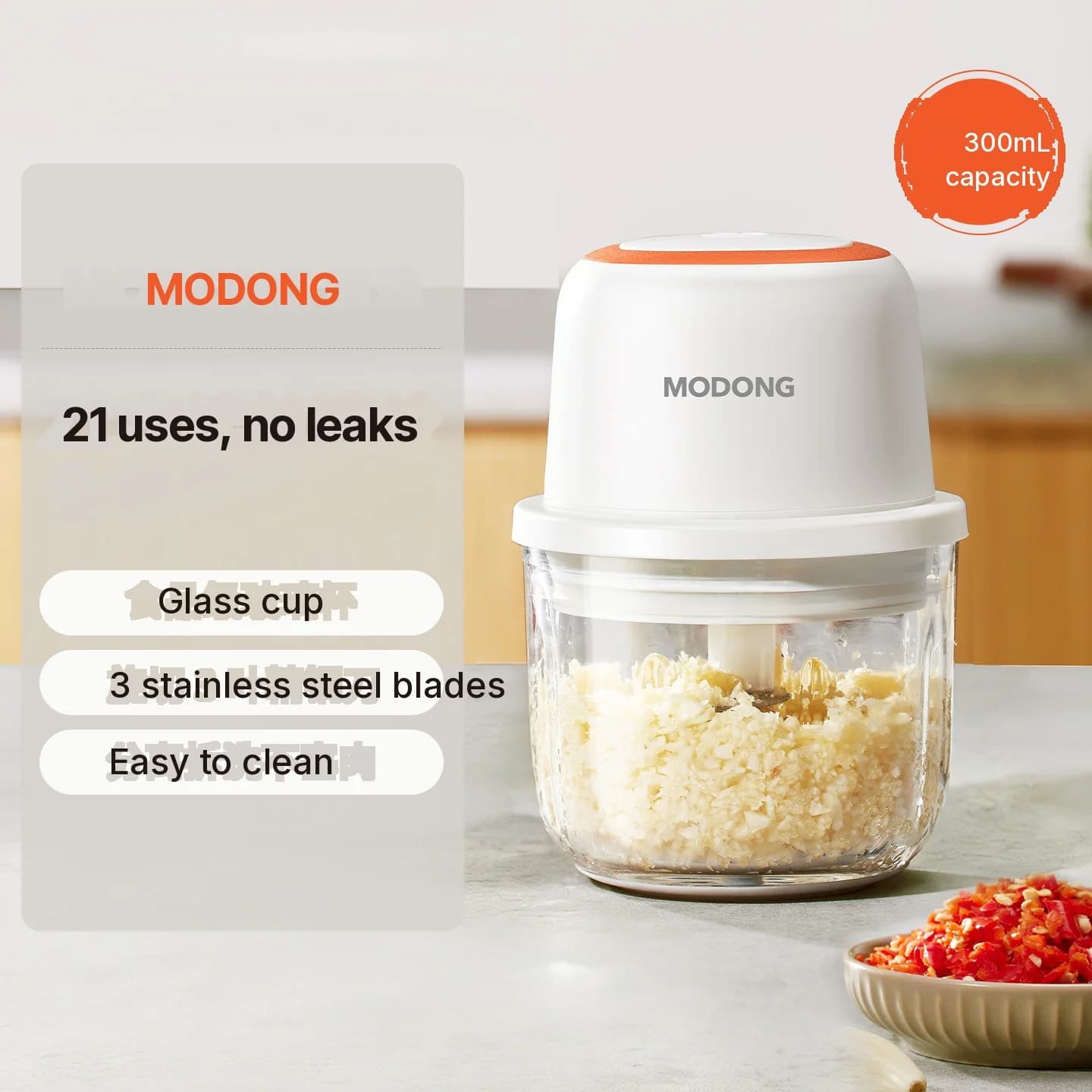 Electric Garlic Chopper Mini Food Processor 300ml 5V 45W