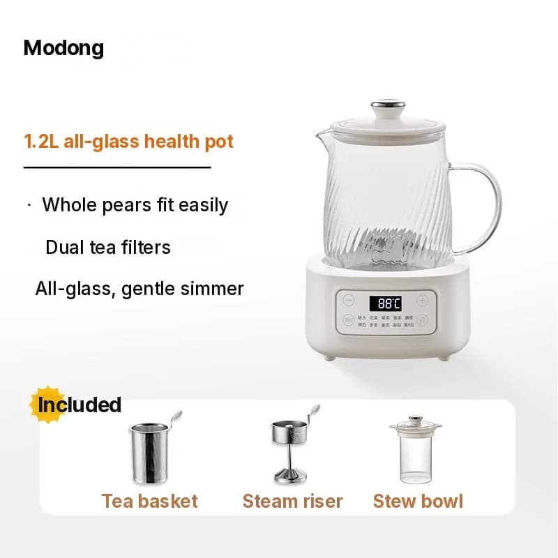 Glass Electric Health Pot 1-1.5L Touch Control for Tea