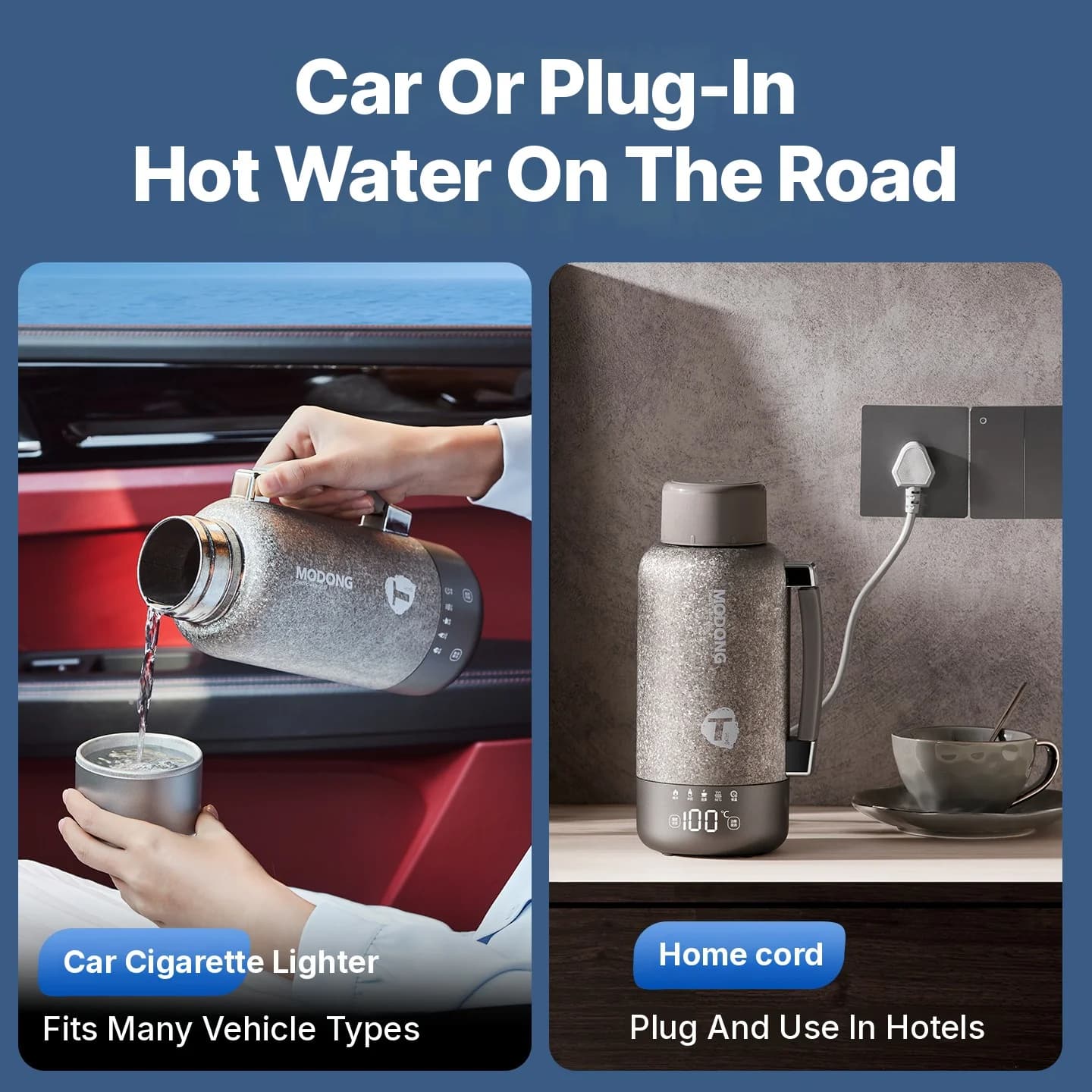 Portable Titanium Electric Heating Cup 1L Dual-Mode Travel Kettle