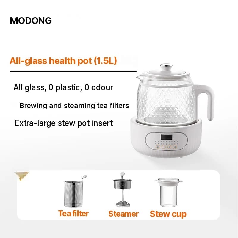 Glass Electric Health Pot with Dual-Layer Anti-Scald