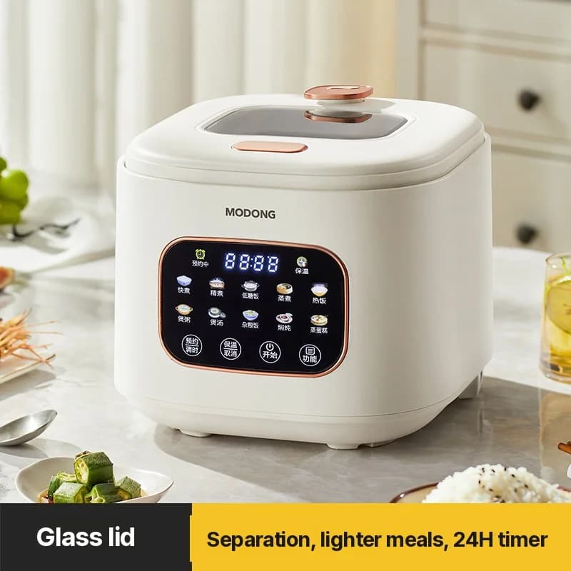 3L Electric Rice Cooker With Glass Window and Timer