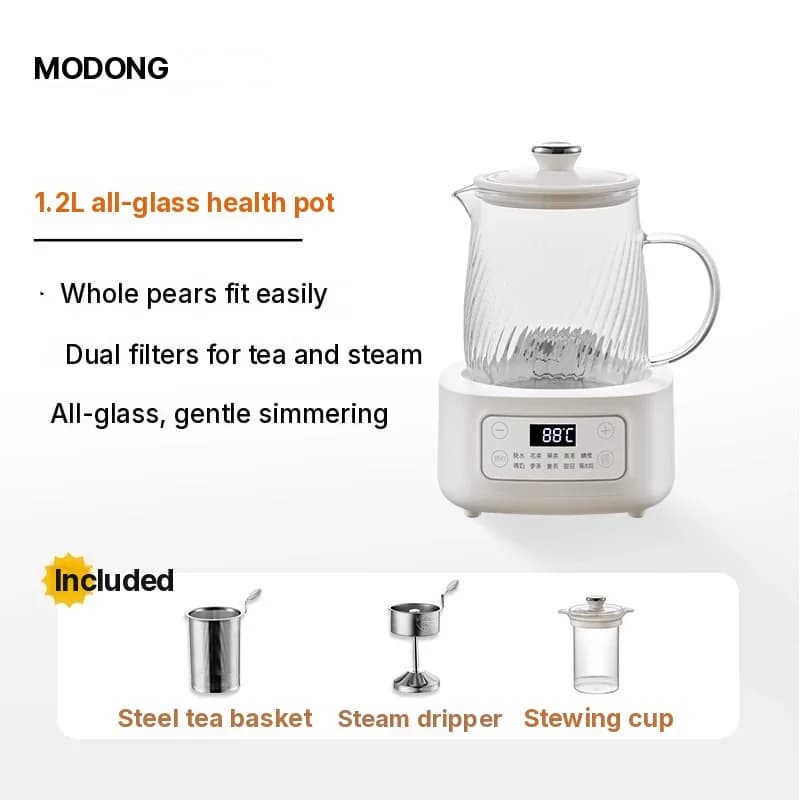 Glass Electric Health Pot 1-1.5L Touch Control for Tea