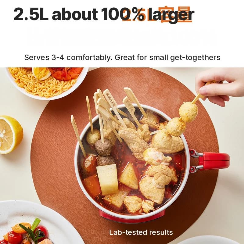2.5L Electric Cooking Pot with Steamer and Ceramic Liner