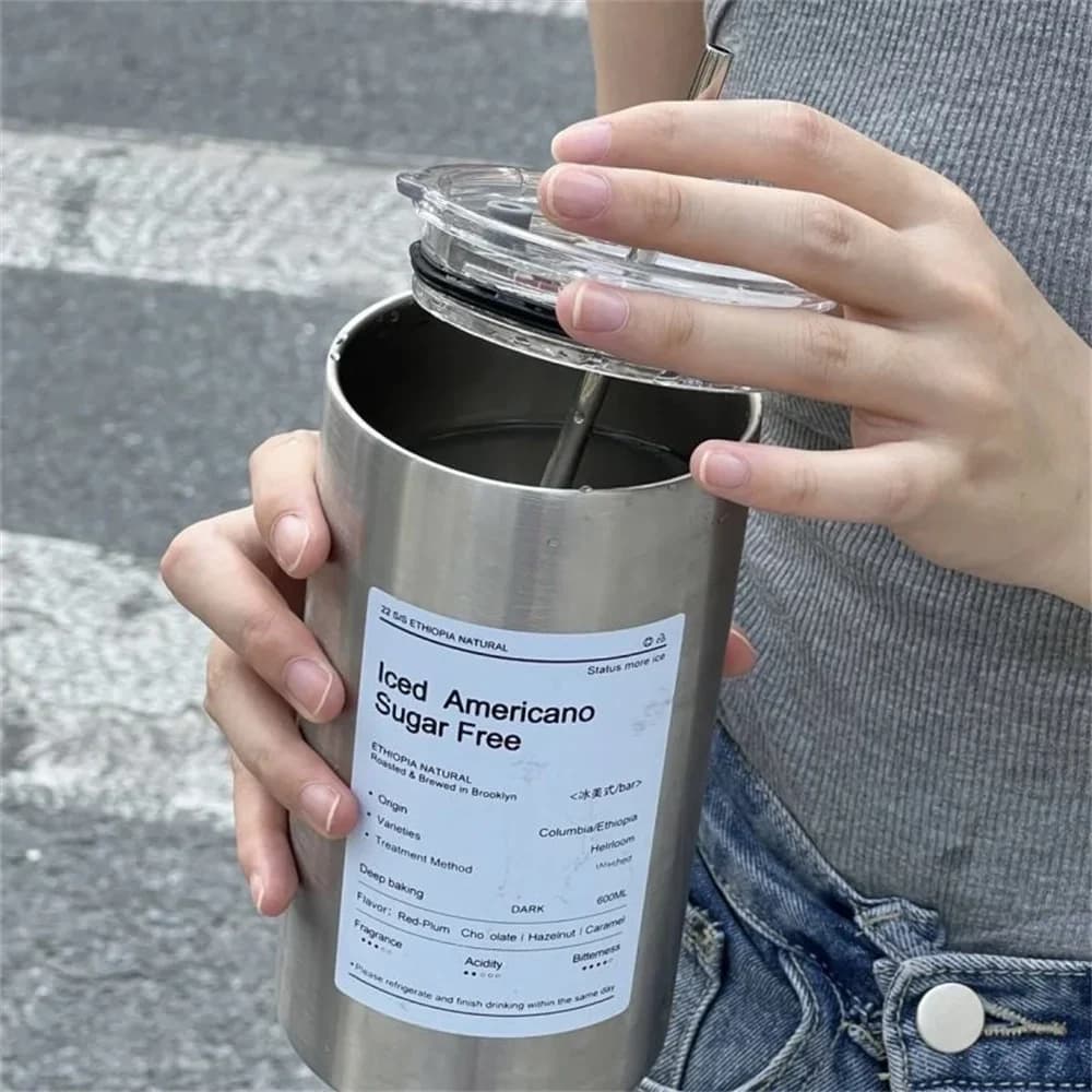 600ml Straw Thermos Cup