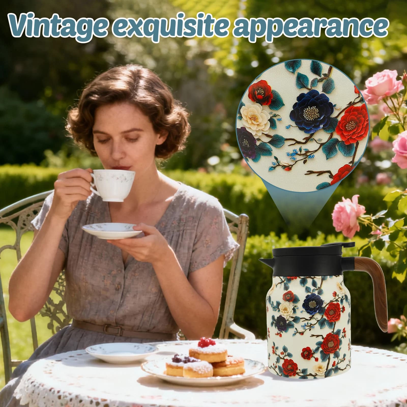 Vintage Floral Tea Thermos Set