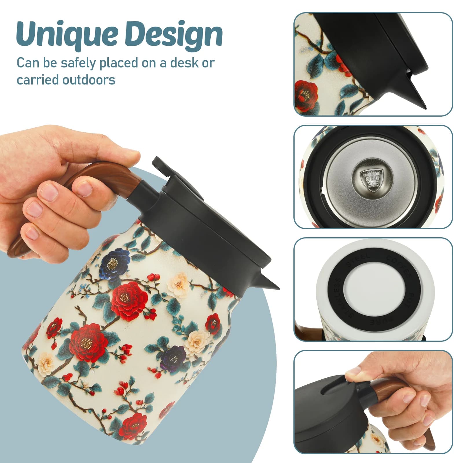 Vintage Floral Tea Thermos Set