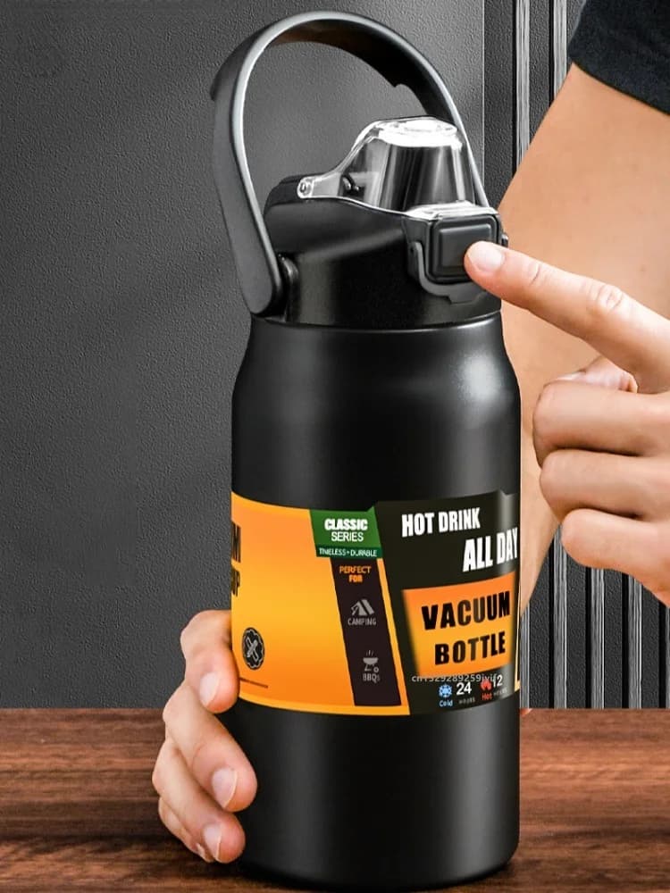 Large Sports Thermos with Straw 0.8-1.5L