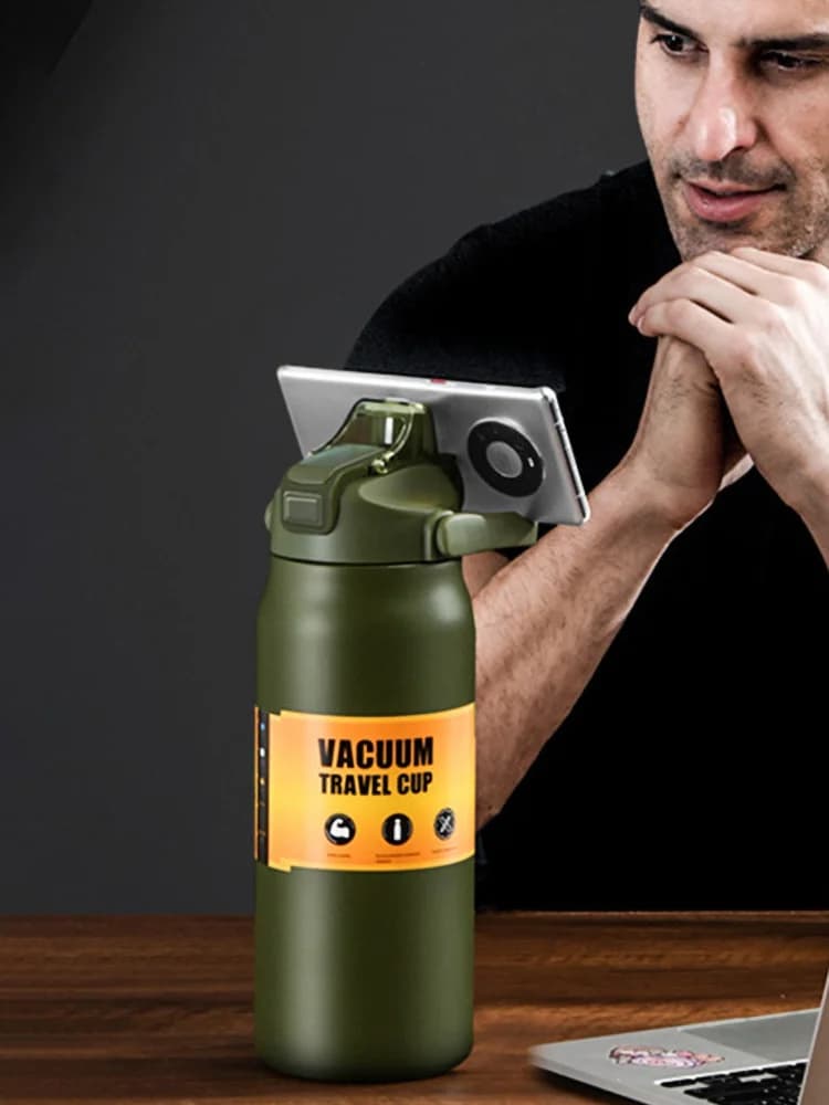 Outdoor Thermos Tumbler with Straw 0.8-1.5L