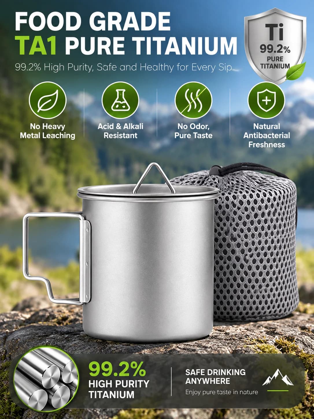 Pure Titanium Folding Camping Mug