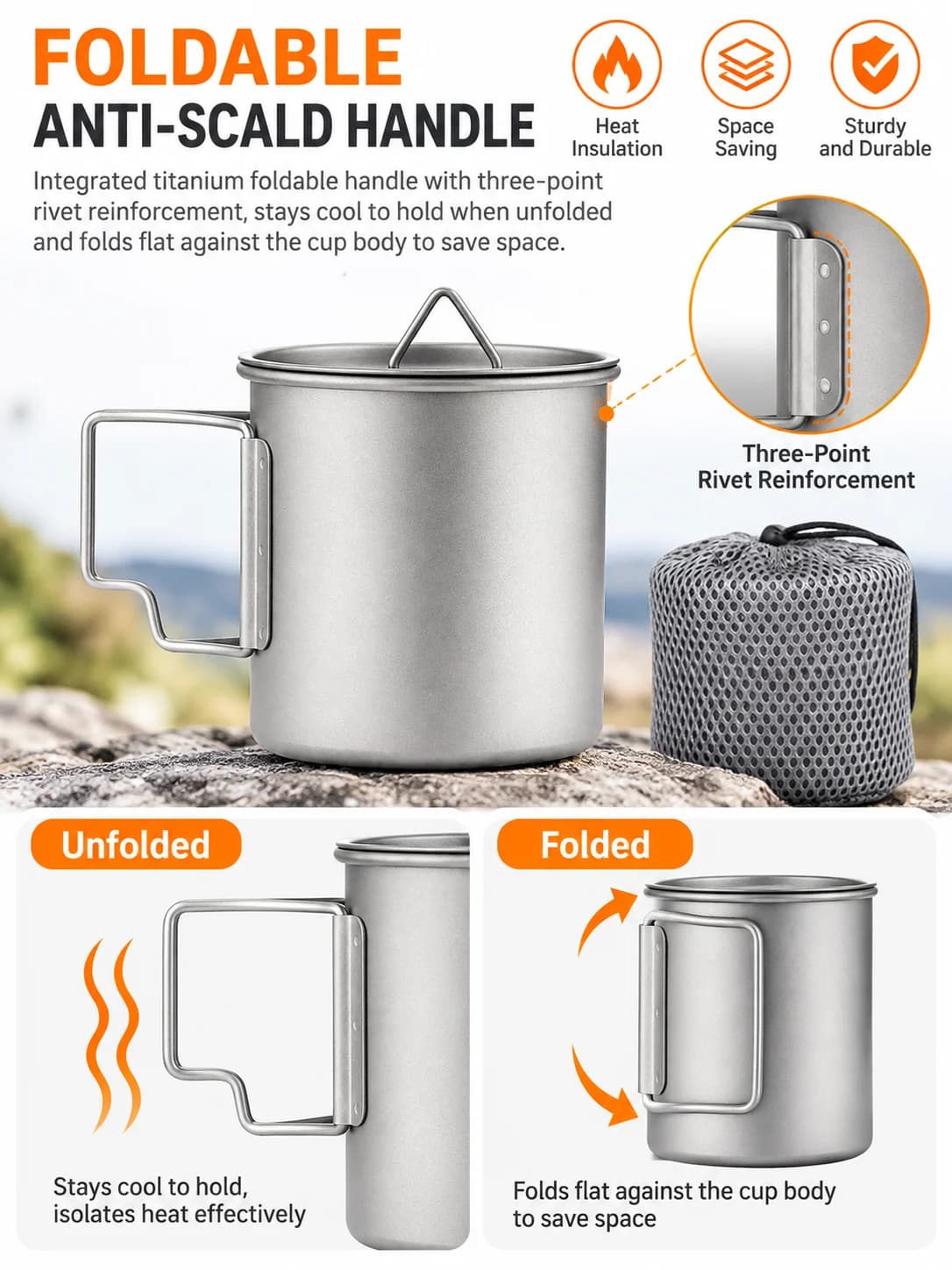 Pure Titanium Folding Camping Mug
