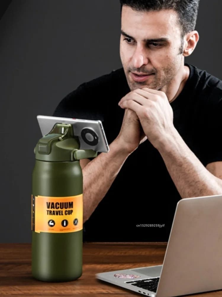 Large Sports Thermos with Straw 0.8-1.5L
