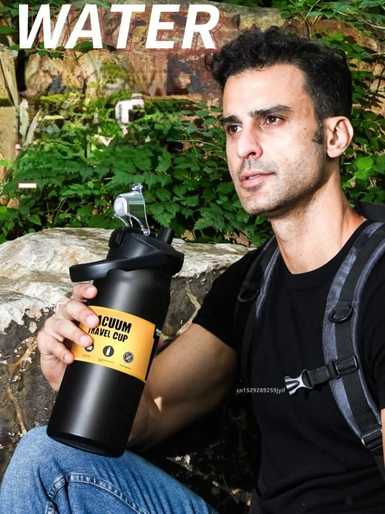 Large Sports Thermos with Straw 0.8-1.5L