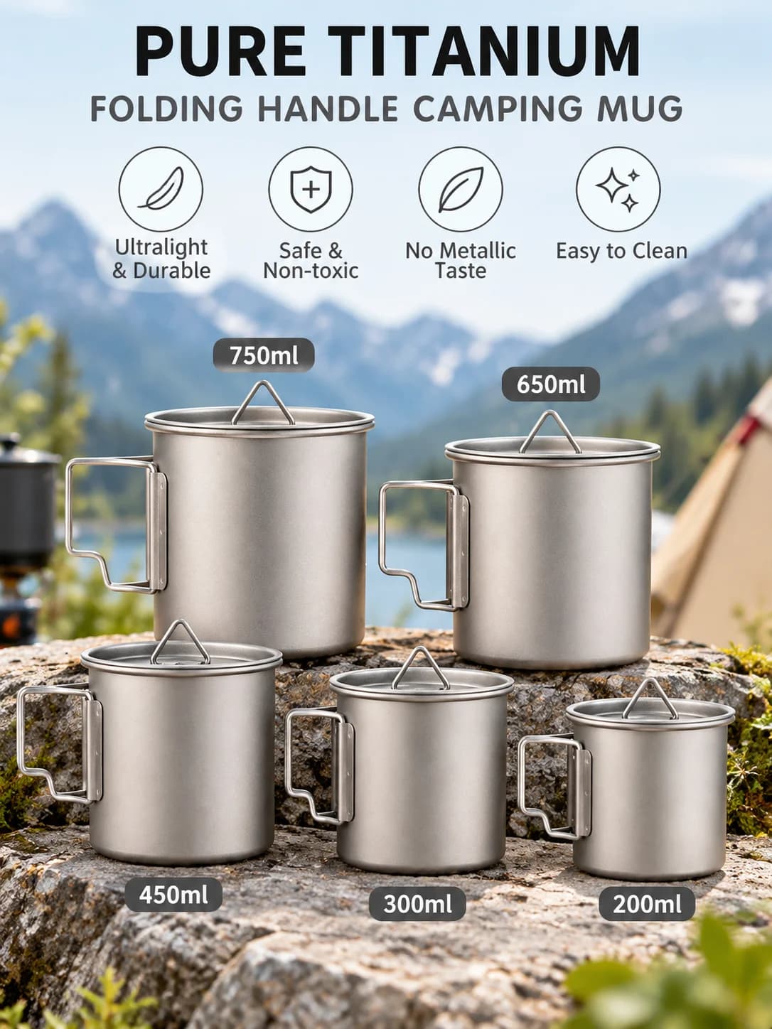Pure Titanium Folding Camping Mug