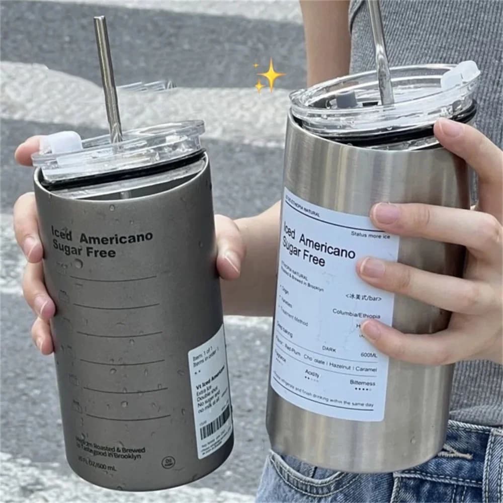 600ml Straw Thermos Cup